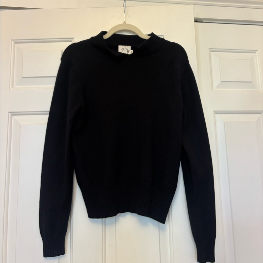 Lili Sidonio Black Sweater with holes for scarf in collar